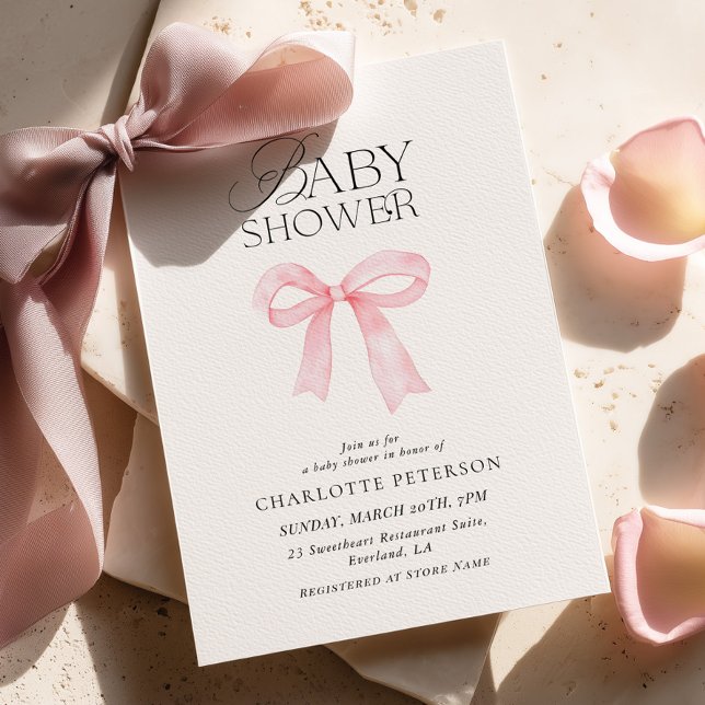 Pink Bow Baby Shower Invitation (Créateur téléchargé)