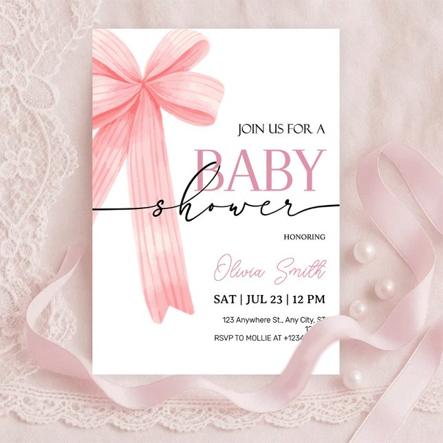 Pink Bow Baby Shower Invitation (Créateur téléchargé)