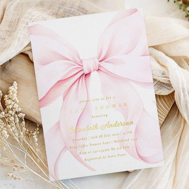 Pink Bow Baby Shower Invitation (Créateur téléchargé)