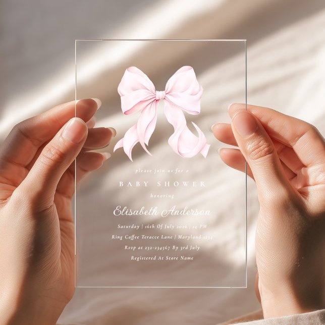 Pink Bow Baby Shower Invitation (Créateur téléchargé)
