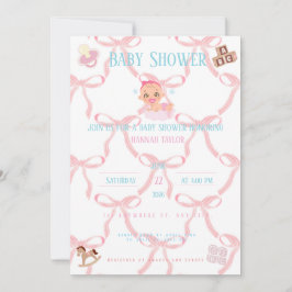 Pink Bow Baby Shower Invitation Customizable