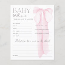 Pink Bow Baby Shower PREDICTIONS & ADVICE Game
