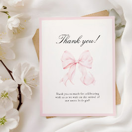 Pink Bow Baby Shower Thank You Note Card Mitteilungskarte