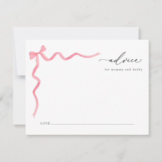 Pink Bow Babyberatung für Mama und Daddy Card Einladung (Vorderseite)