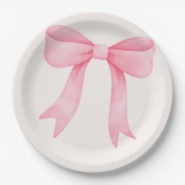 Pink Bow Babydusche - elegante Papierplatte Pappteller