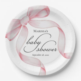 Pink Bow Babydusche Papierplatte Pappteller