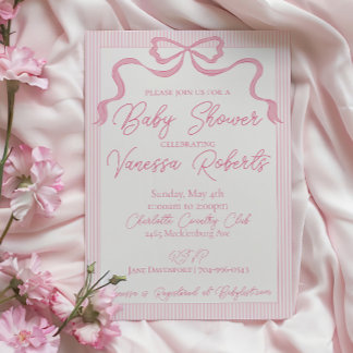 Pink Bow Babydusche, rosa Wandleuchte Einladung