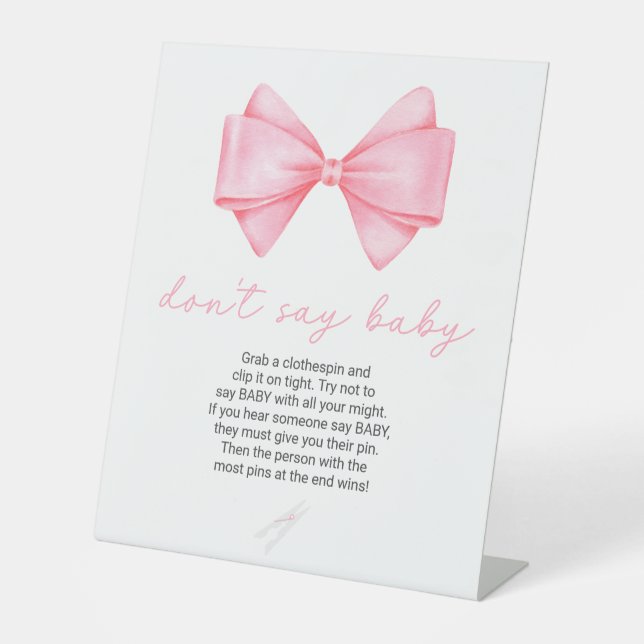 Pink Bow Babydusche Sage nicht Baby Sockelschild (Vorderseite)