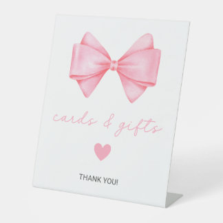 Pink Bow Babyduschkarten und Geschenke Sockelschild