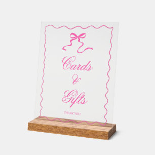 Pink Bow Babyduschkarten und Geschenkschild Acrylschild