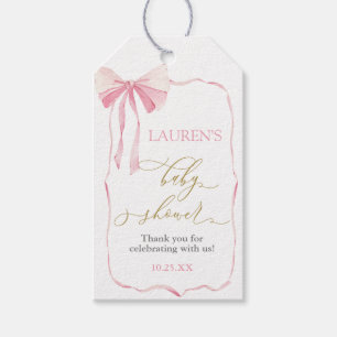 Pink Bow Bear Baby ShowGirl Geschenkmarke Geschenkanhänger