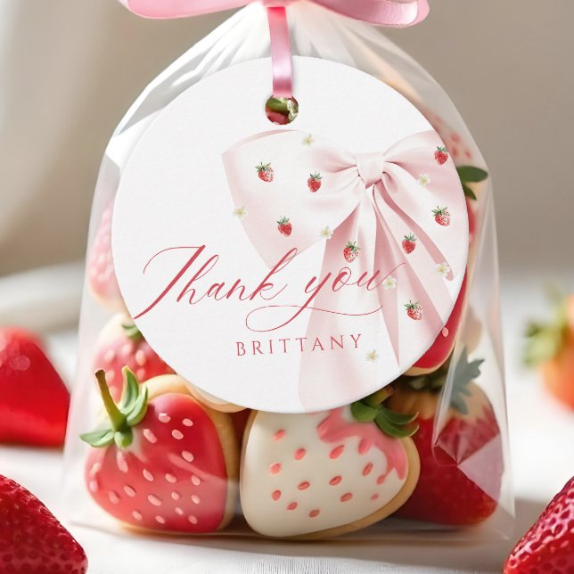 Pink Bow Berry Sweet Baby Dusche Geschenkanhänger (Von Creator hochgeladen)