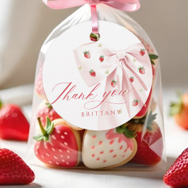 Pink Bow Berry Sweet Baby Shower Fevor Tags Geschenkanhänger
