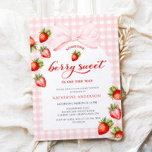 Pink Bow Berry Sweet Strawberry Baby Dusche