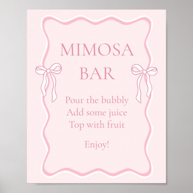 Pink Bow binden das Knoten Brautparty Mimosa Bar Poster (Vorne)
