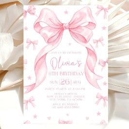 Pink Bow Birthday Invitation, Girl Pink Birthday  Einladung