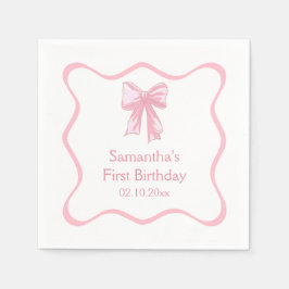 Pink Bow Birthday Party Serviette
