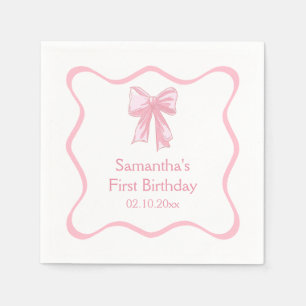 Pink Bow Birthday Party Serviette