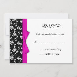 Pink Bow Black and White Wedding Blume UAWG RSVP Karte