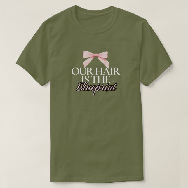 Pink Bow Black Hair Blueprint Custom Tee (Design vorne)