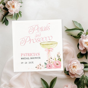 Pink Bow Blumenblätter und Prosecco Brautparty Serviette