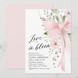 Pink Bow Blütenblümliche Liebe im Brautparty Bloom Einladung