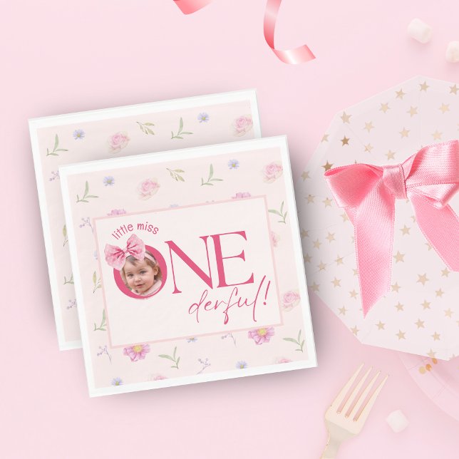 Pink Bow Blütenspass Einen Geburtstag Serviette (Von Creator hochgeladen)