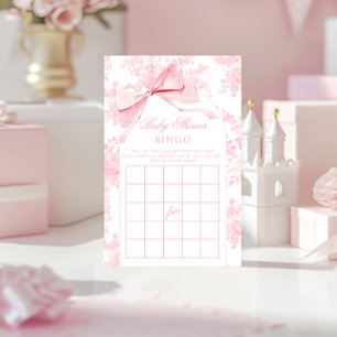 Pink Bow Boho Arch Flolar Baby Dusche Bingo Spiel