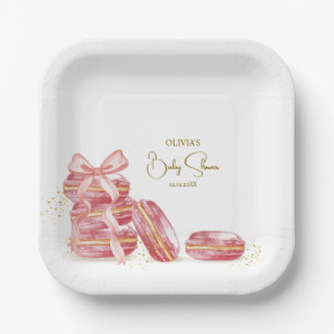 Pink Bow Bonjour Bébé Französisch Macarons Babydus Pappteller