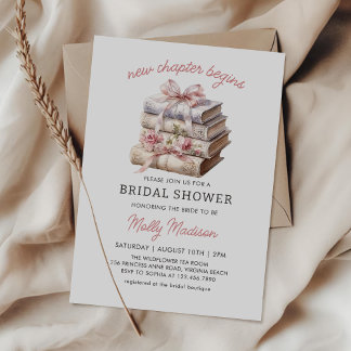 Pink Bow Book New Chapter Beginnt Brautparty Einladung