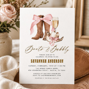 Pink Bow Boots & Bubbly Western Brautparty Einladung