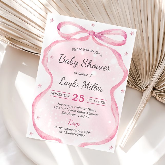 Pink Bow Boutique Babydusche Einladung (Von Creator hochgeladen)
