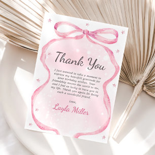 Pink Bow Boutique Geburtstagsparty Dankeskarte