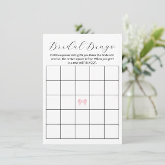 Pink Bow Brautparty Bingo Game - Printversion Mitteilungskarte
