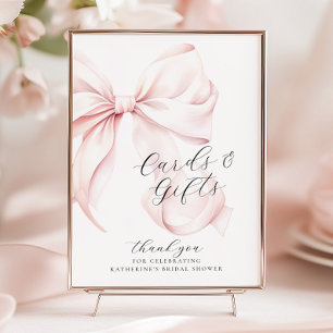 Pink Bow Brautparty Cards & Gifts Table Poster