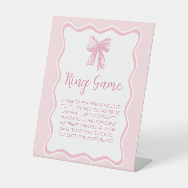 Pink Bow Brautparty Game Ring Game Sockelschild (Vorderseite)