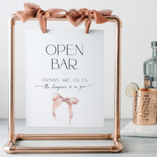 Pink Bow Brautparty Koppeln Knot Open Bar Sockelschild