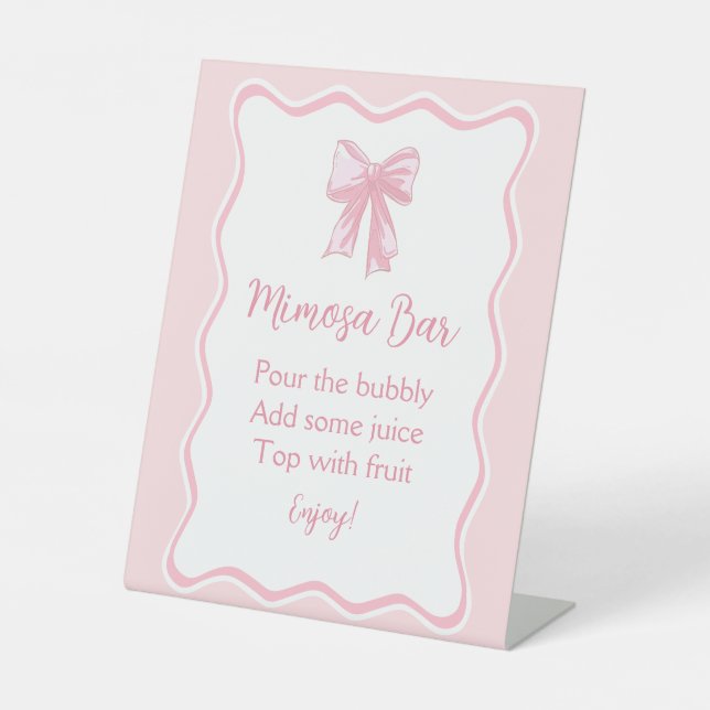 Pink Bow Brautparty Mimosa Bar Sockelschild (Vorderseite)