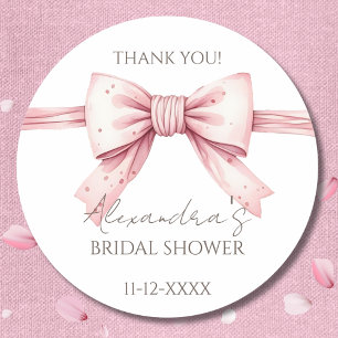Pink Bow Brautparty Vielen Dank Runder Aufkleber