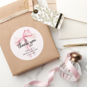 Pink Bow Brautparty Vielen Dank Runder Aufkleber