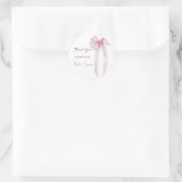 Pink Bow Brautparty Vielen Dank Runder Aufkleber