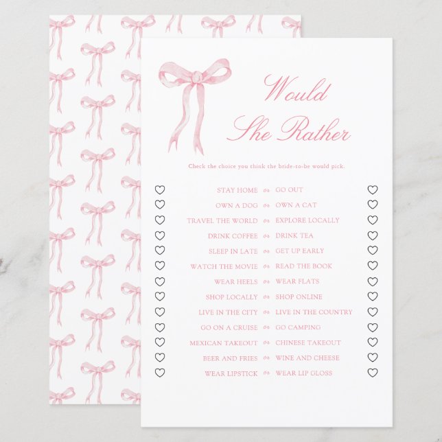 Pink Bow Brautparty würde eher spielen (Vorne/Hinten)