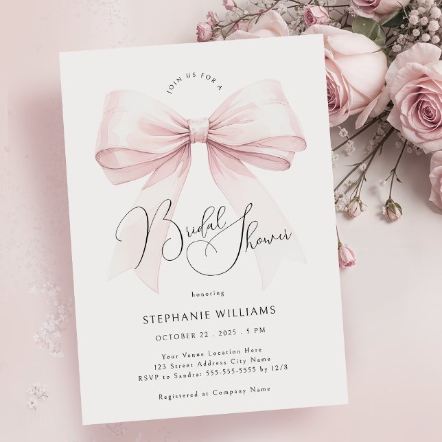 Pink Bow Bridal Shower Invitation (Créateur téléchargé)