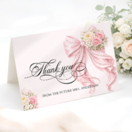 Pink Bow Bridal Shower Thank You Card Dankeskarte