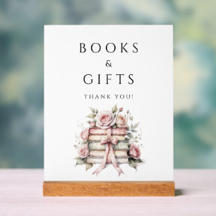 Pink Bow Bücher & Geschenke Baby Shower Acrylschild