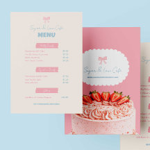 Pink Bow Cafe Menü Benutzerdefinierte Bäckerei Pas