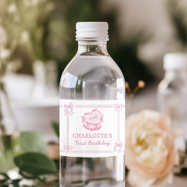 Pink Bow Cake Birthday Wasser Flasche Etikett