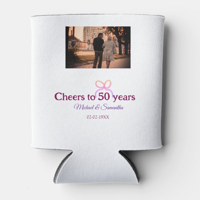 Pink bow cheers to 50 years anniversary wedding  dosenkühler (Vorderseite)
