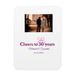 Pink bow cheers to 50 years anniversary wedding magnet