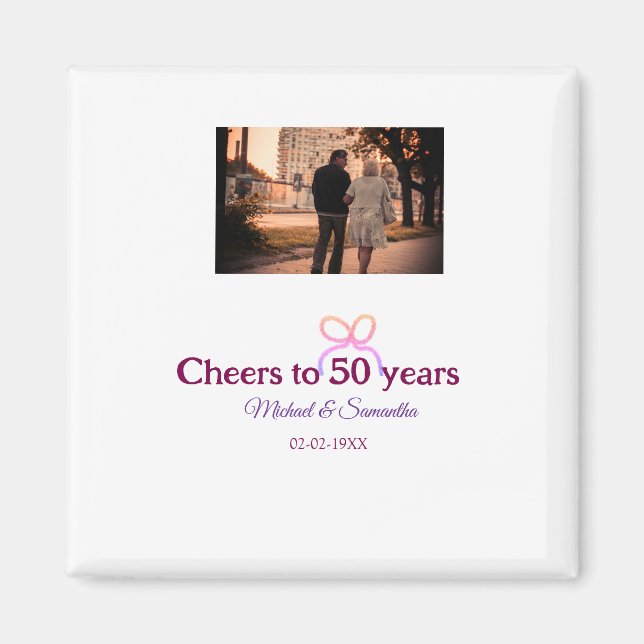 Pink bow cheers to 50 years anniversary wedding  magnet (Vorne)